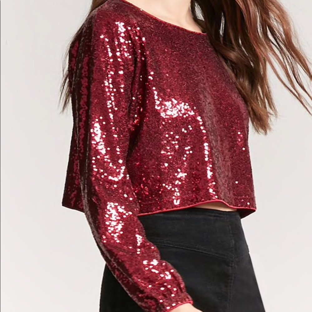 F21 Cropped Sequin Top